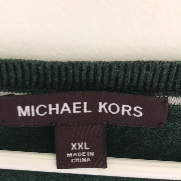 MICHAEL KORS FOREST GREEN V NECK SWEATER FOR MEN IN XXL - Picture 2 of 6